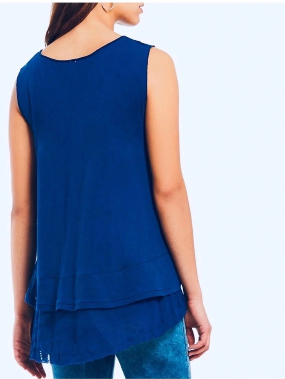 NWT Free People Distressed Peachy tee in blur blue